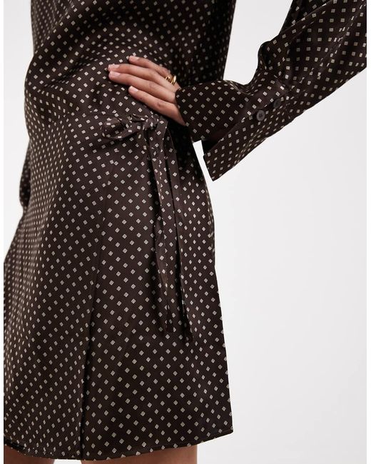 & Other Stories White Long Sleeve Mini Dress With Asymmetric Wrap Skirt Detail