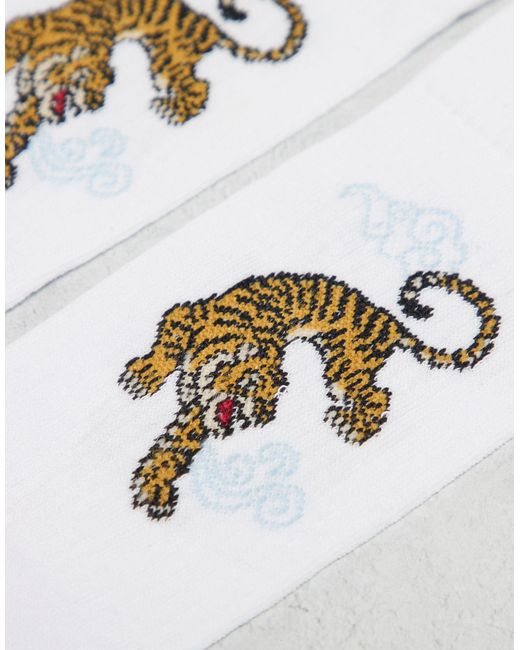 ASOS White Socks With Tiger Embroidery for men