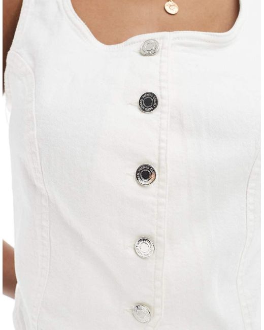 Vero Moda Blue Buttondown Denim Corset Top