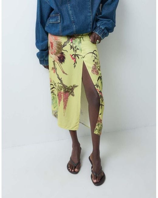 ASOS Blue Mandarin Detail Maxi Skirt Co Ord With Split