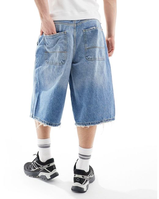 Bershka – weite jeans-shorts in Blue für Herren