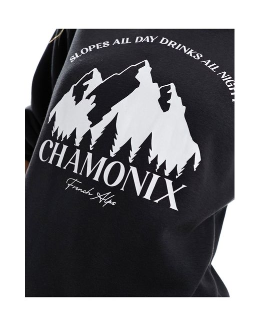Ski - maglione con stampa di Threadbare in Black