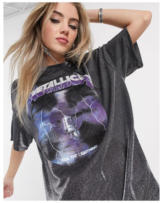 Bershka Black – Metallica – es, glitzerndes Rock-T-Shirt