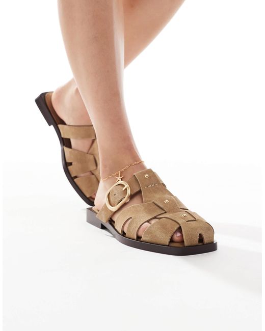 Stradivarius White – leder-mules
