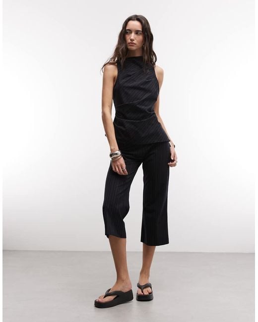 Weekday Black Co-Ord Drape Suiting Top With Fitted Hem