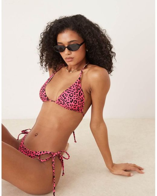 OOSC Red Leopard Triangle Bikini Top