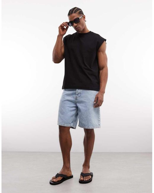 Weekday Black Oversized Sleeveless T-Shirt for men