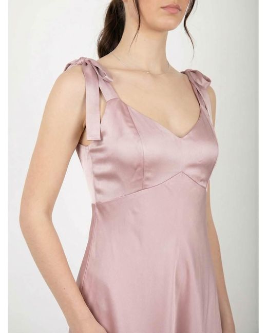 Maya Pink Tie-Shoulder Satin Maxi Dress