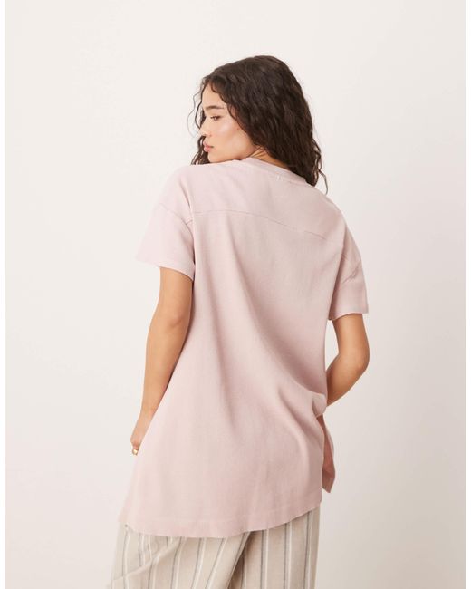 T-shirt oversize en tissu gaufré - délavé ASOS en coloris Natural