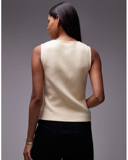 TOPSHOP Yellow Knitted Compact Waistcoat