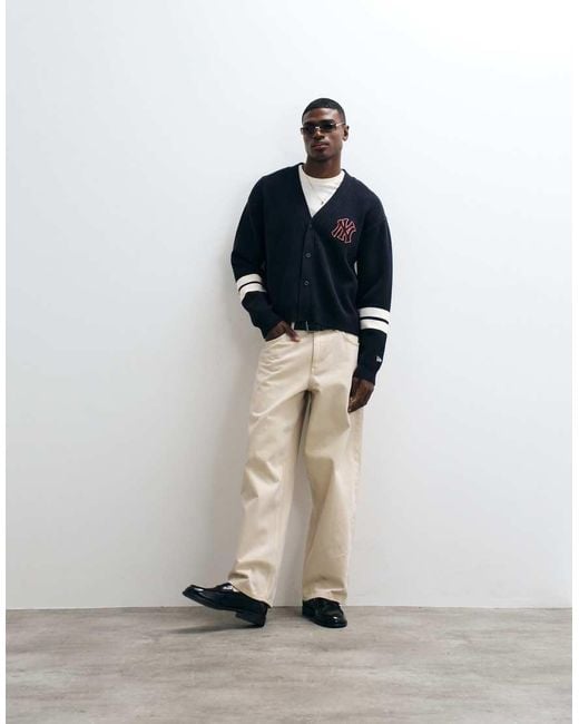 KTZ Blue Ny Yankees Logo Button Up Cardigan for men