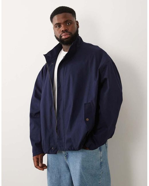 ASOS Blue Oversized Funnel Neck Jacket for men