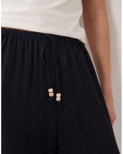 Abercrombie & Fitch Blue Wide Leg Tie Up Waist Trousers