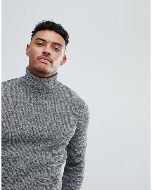 mens ribbed roll neck jumper