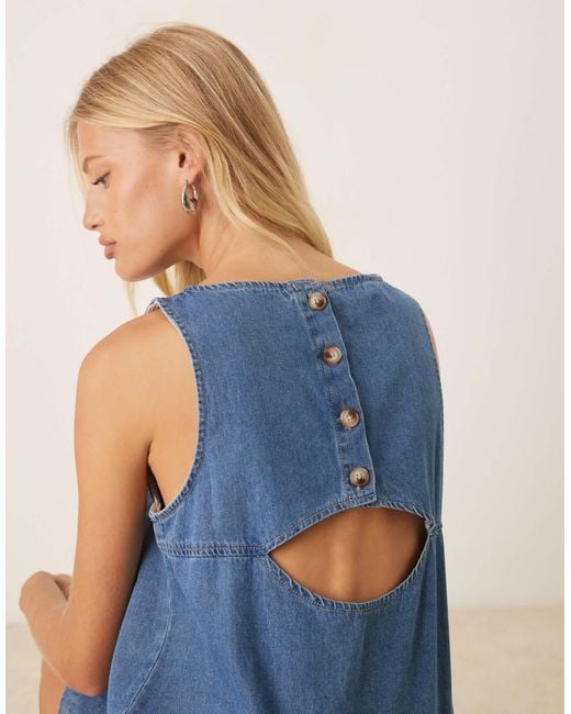 ASOS Blue Denim Shift Dress With Back Detail