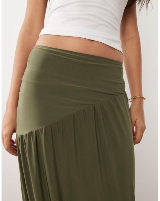 ASOS Green Slinky Asymmetric Maxi Skirt