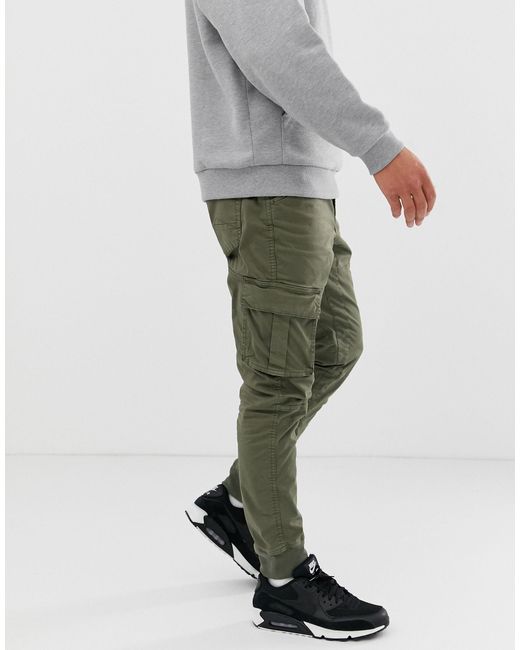 Pantalon cargo coupe slim avec ourlets resserrés - Kaki Blend pour homme en coloris Green