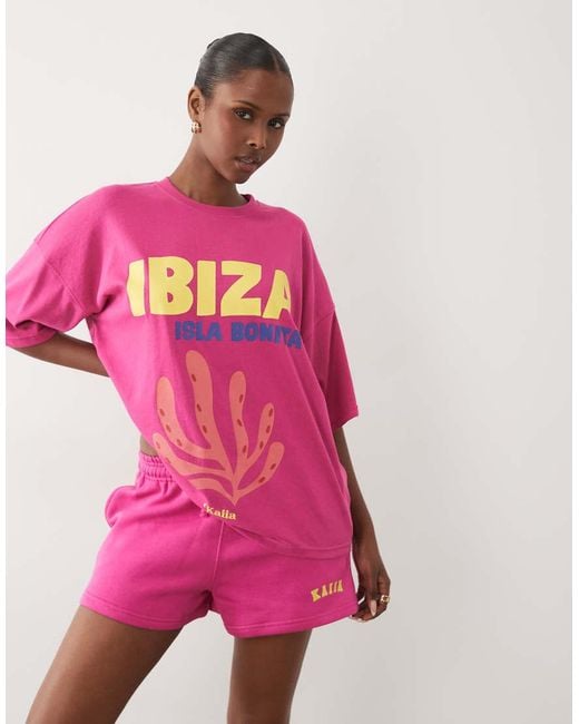 Kaiia Pink Cotton Rich Embroidered Logo Mini Sweat Shorts