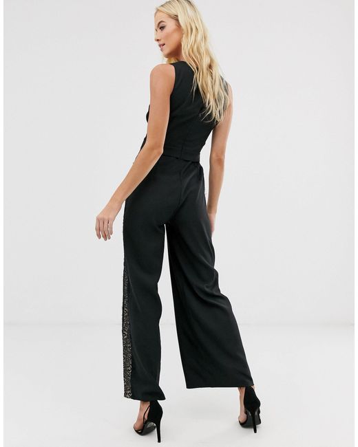 little mistress lace detail jumpsuit