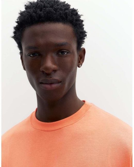 Pull&Bear Orange Stwd Logo Boxy Oversized T-Shirt for men
