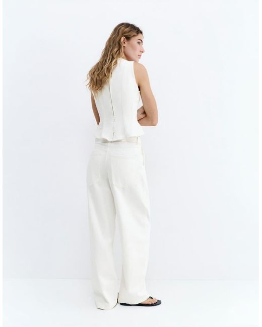 Pull&Bear White Pleated Balloon Fit baggy Jeans