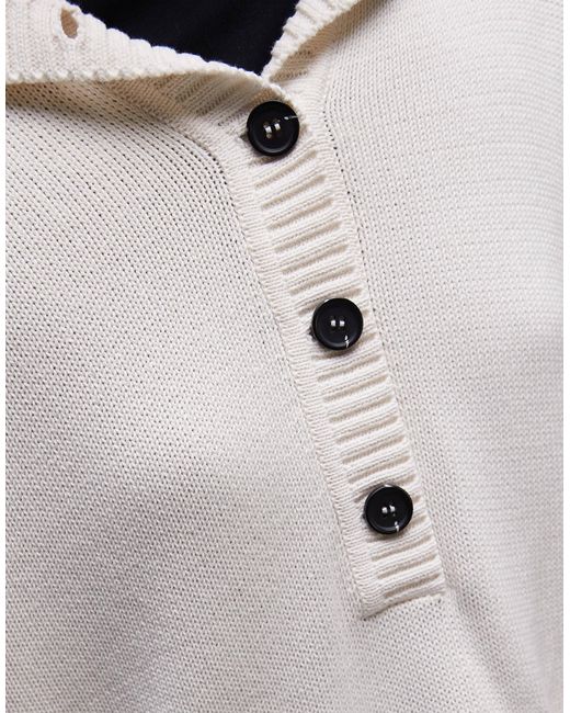 ARKET Gray Knitted Jumper With Large Button Collar