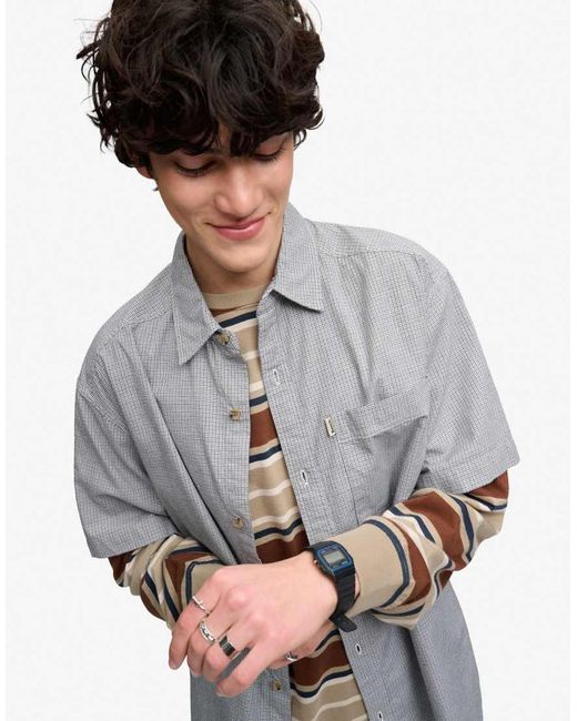 Bench x Superdry & Co Blue Skater Check Short Sleeves Shirt for men