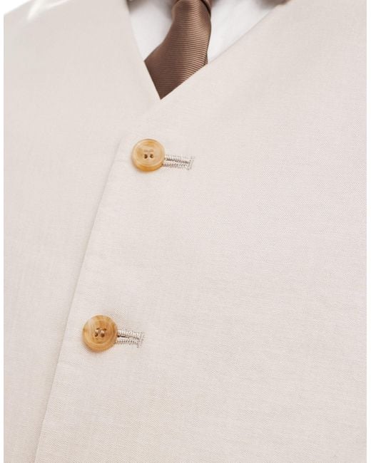 ASOS – schmal geschnittene anzugweste aus leinenmischung in White für Herren