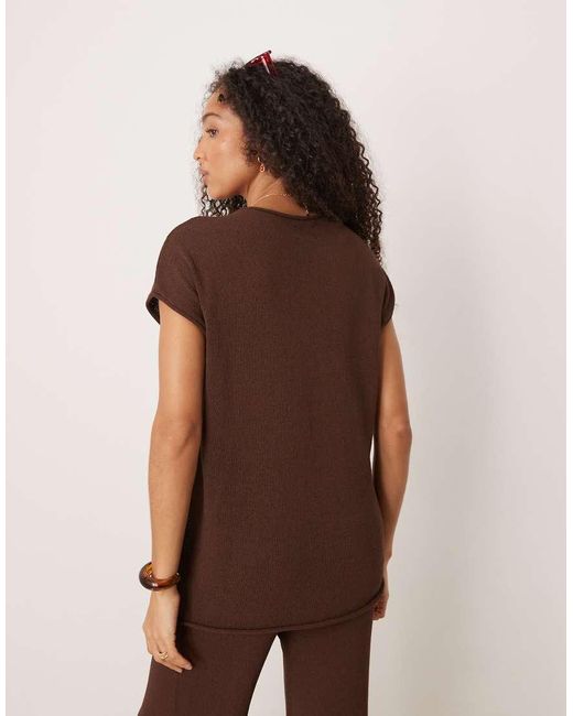 Camiseta Marrón De Punto Flameado De (Parte De Un Conjunto) ASOS de color Brown