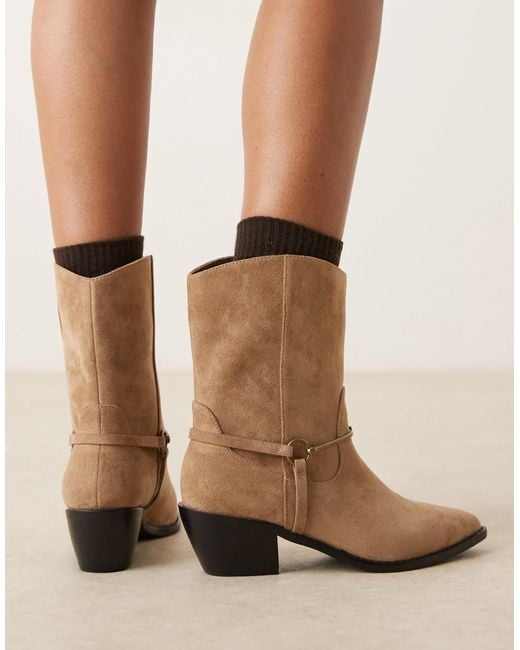 Glamorous Natural Western Low Ankle Boots