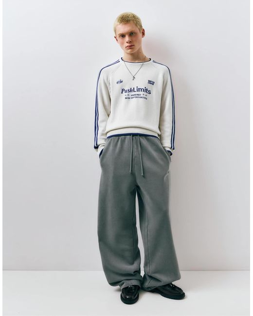 Stwd - pull brodé à rayures - cassé Pull&Bear pour homme en coloris Gray