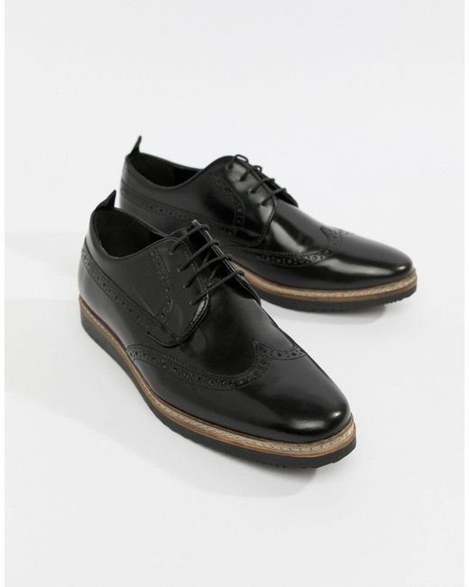 Leather brogue shoes in grain ASOS Herren Schuhe Elegante Schuhe 