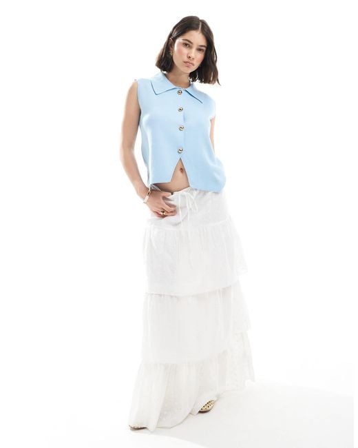 ASOS Blue Compact Knit Waistcoat With Collar