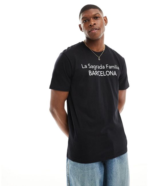 T-shirt con stampa "barcelona" di Only & Sons in Black da Uomo