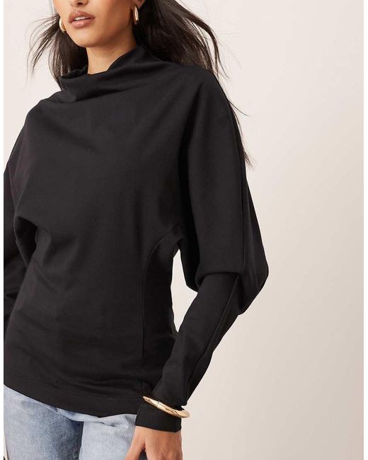 ARRANGE Black Sculptural Jersey Longline Top