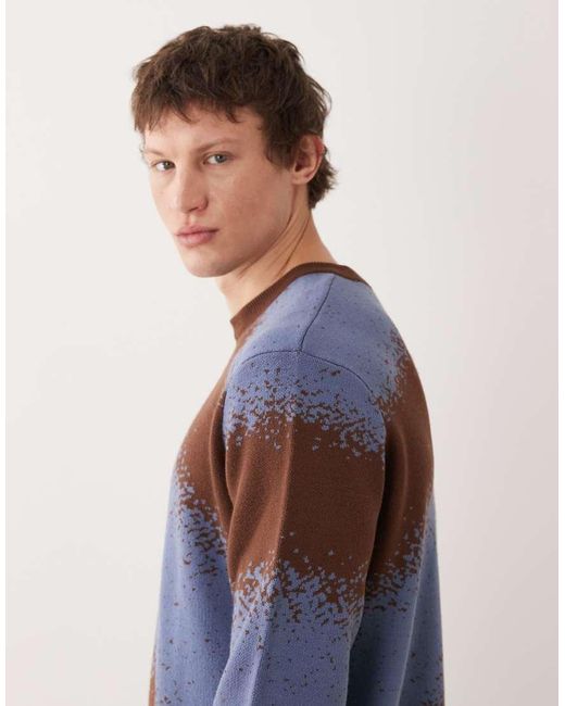 ASOS Blue Relaxed Knitted Jumper With Graphic for men