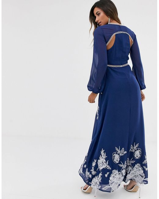 blue maxi dress with split