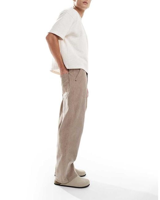 Bershka White Cord Wide Leg Trouser for men