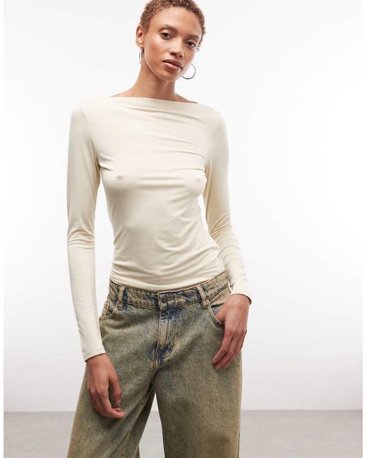 Weekday Natural Open Back Long Sleeve Top