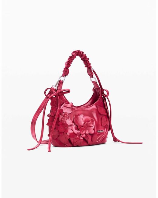 Desigual Red Small Bag Flower Appliqués