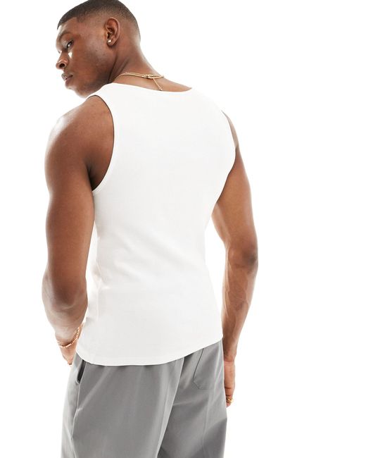 ASOS White Muscle Fit V Neck Vest for men