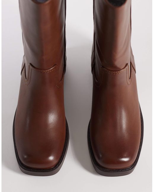 ASOS Brown Cherry Pull On Trucker Boots