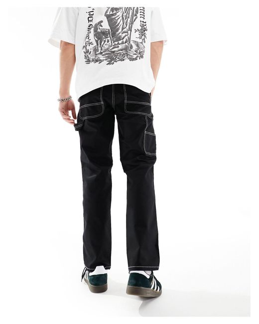 Edge - pantalon droit style charpentier à coutures contrastantes Only & Sons pour homme en coloris Black
