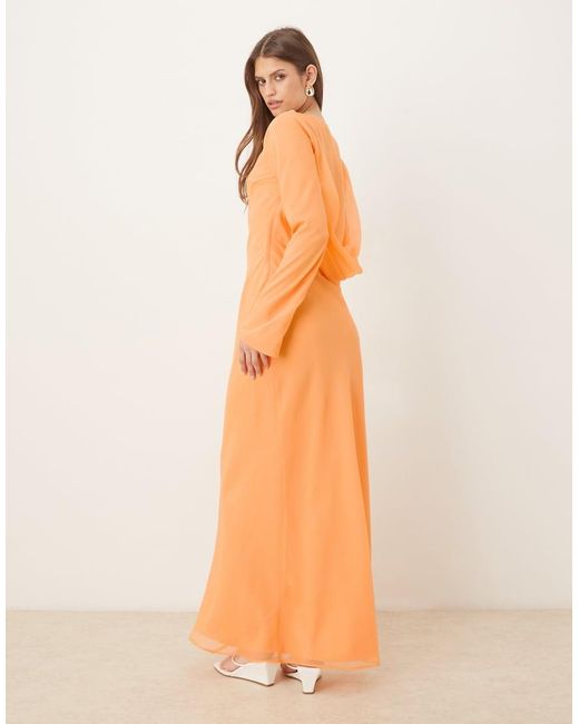 ASOS Orange Chiffon Maxi Dress With Cowl Neck Back Detail