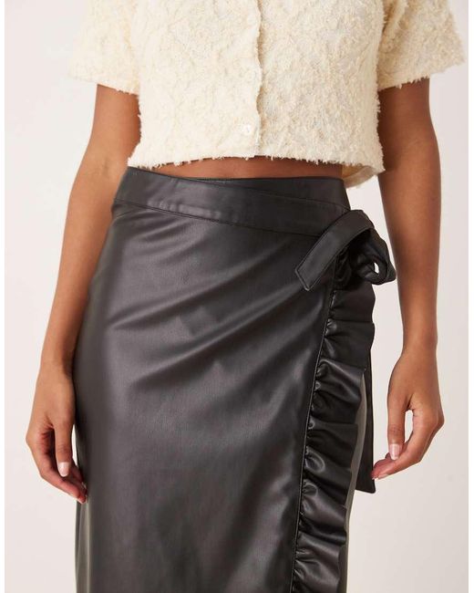 Never Fully Dressed Natural Jaspre Pu Ruffle Midi Skirt