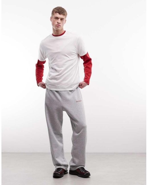 No Problemo Gray 100% Cotton Logo Straight Leg joggers With Tie Waist for men