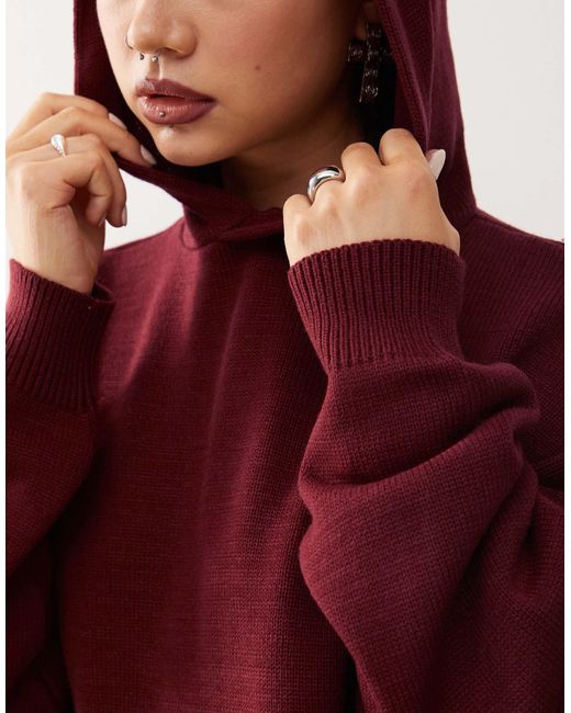 Collusion Red – gestrickter oversize-kapuzenpullover