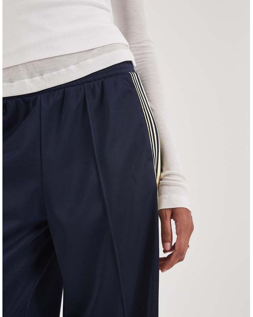 ONLY Blue Wide Leg Satin Pants With Side Stripe