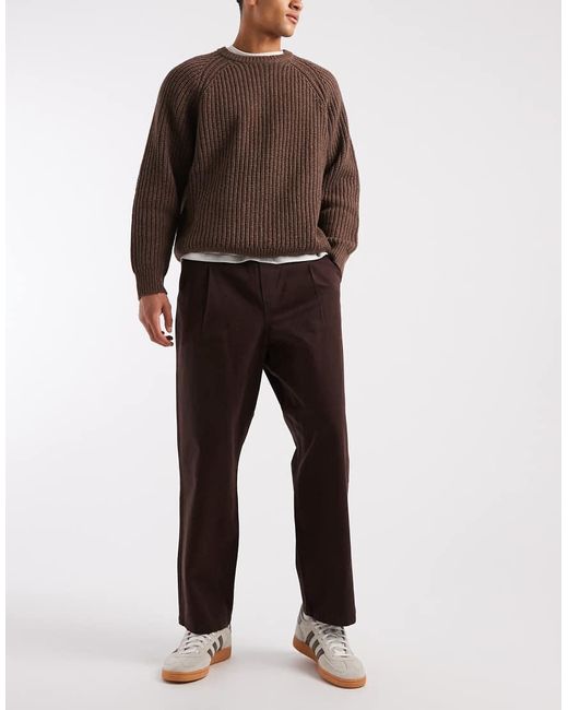 ASOS Black Pull On Relaxed Tapered Trousers for men