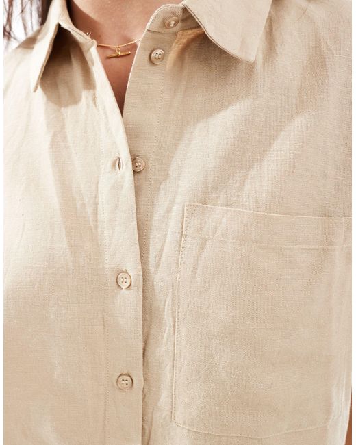 Pieces Natural Linen Touch Boxy Shirt